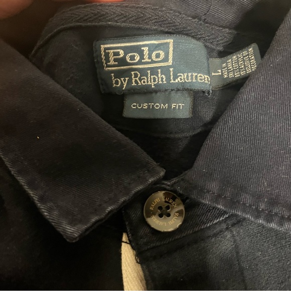 VTG Polo Ralph Lauren Navy Shirt with Chevron and Crest - Picture 3 of 9